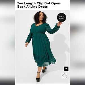 Tea Length Clip Dot open back A-Line dress